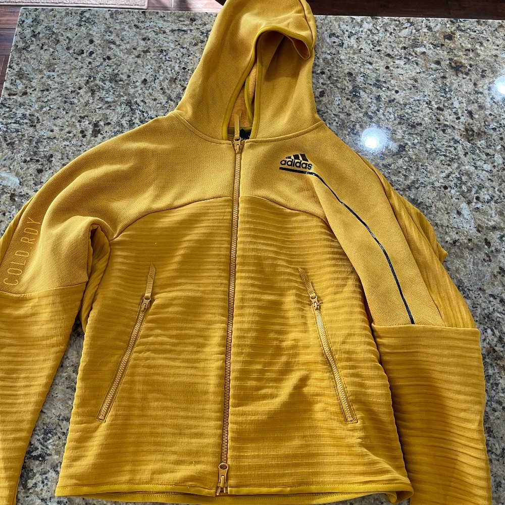 Adidas Yellow Full Zip Hoodie Jacket Sweatshirt